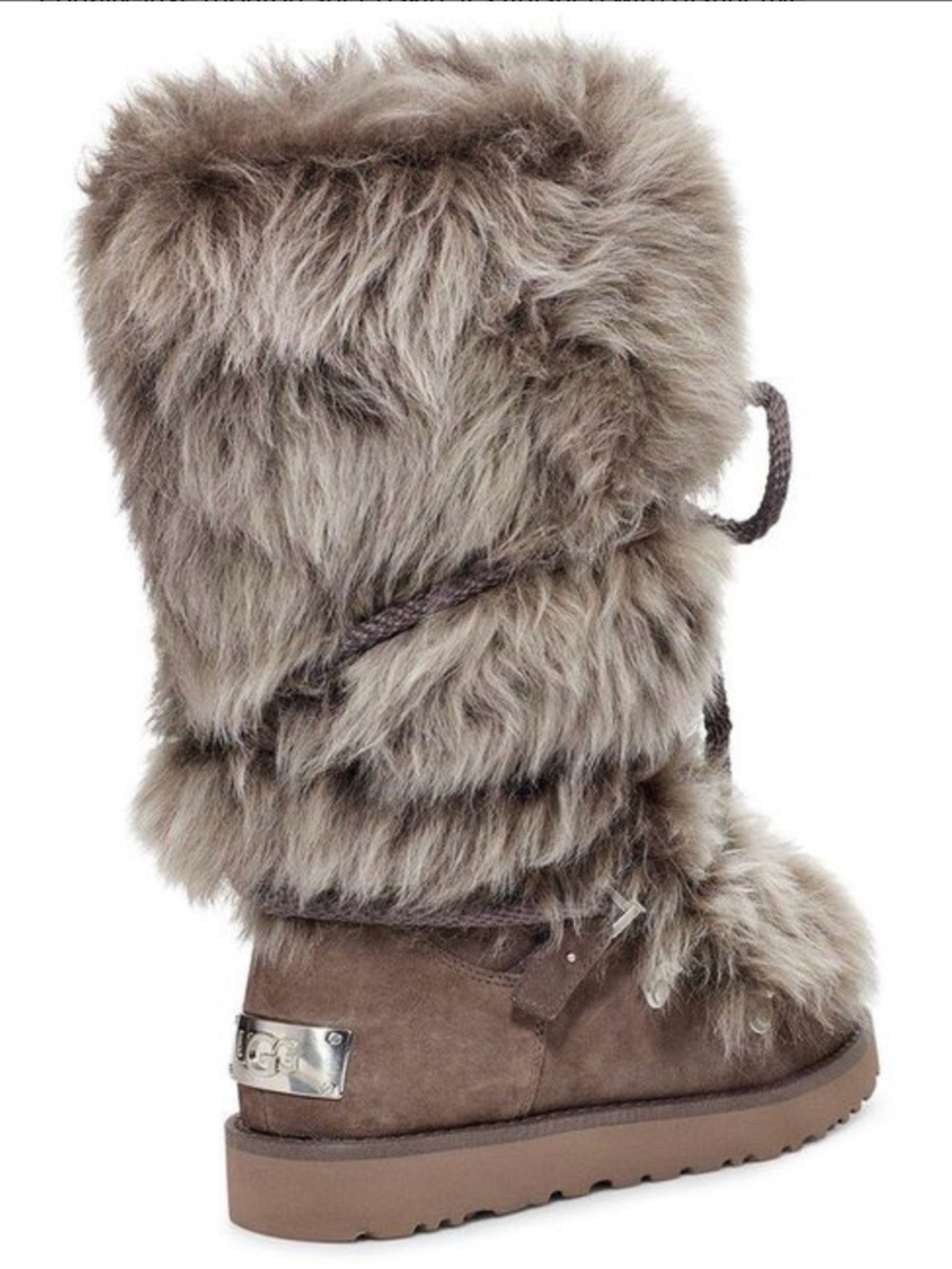UGG Women's Tall Fur-Trim Winter Boots in Taupe Brown NEW WITHOUT BOX